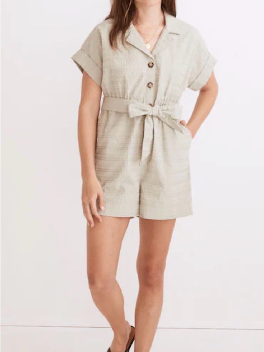 Madewell Seersucker Camp Romper BNWT Sz M